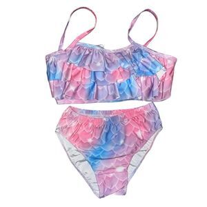 Girls Rainbow Flower Petal 2 Piece Swimsuit